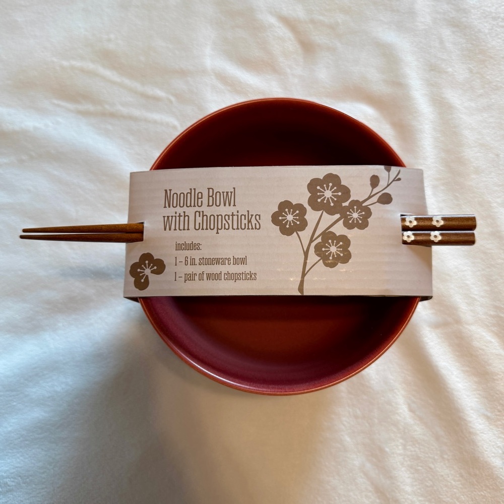 Tabletops Unlimited Stoneware 6”Ramen Noodle Bowl with Chopsticks Brand New